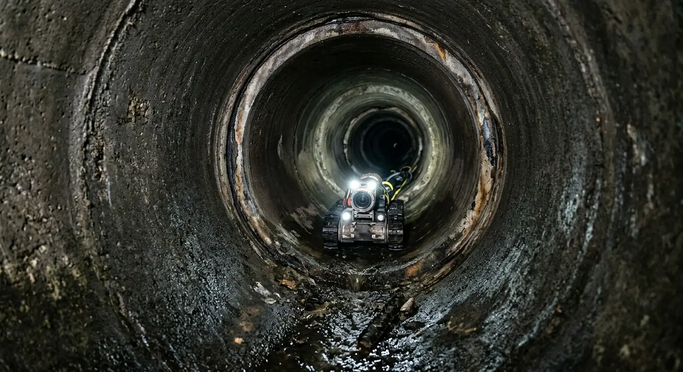 Robotic sewer camera inspecting pipe interior for Sewer Line Repair in Cedar Lake